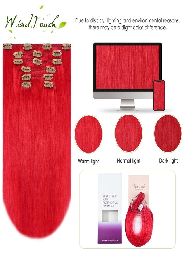 WindTouch Clip in Hair Extensions Real Human Hair Bright Red Hair Extensions 75g 12Inch Clip Ins 7PCS Soft Clip in Extensions Human Hair - Image 4